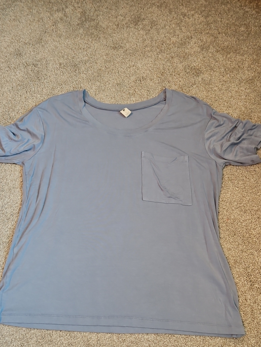 Kate Quinn Women's Large Bamboo Blue Pocket T-Shirt Soft Tee